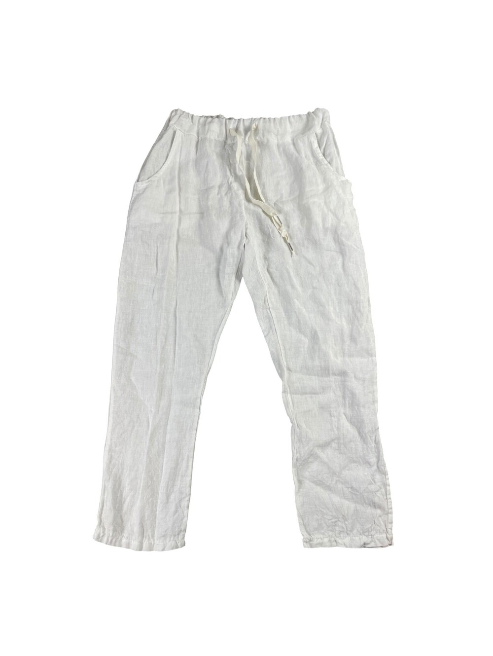 Women's 10 - Italian Made 100% White Linen Pants Drawstring ( 30 x 28 )